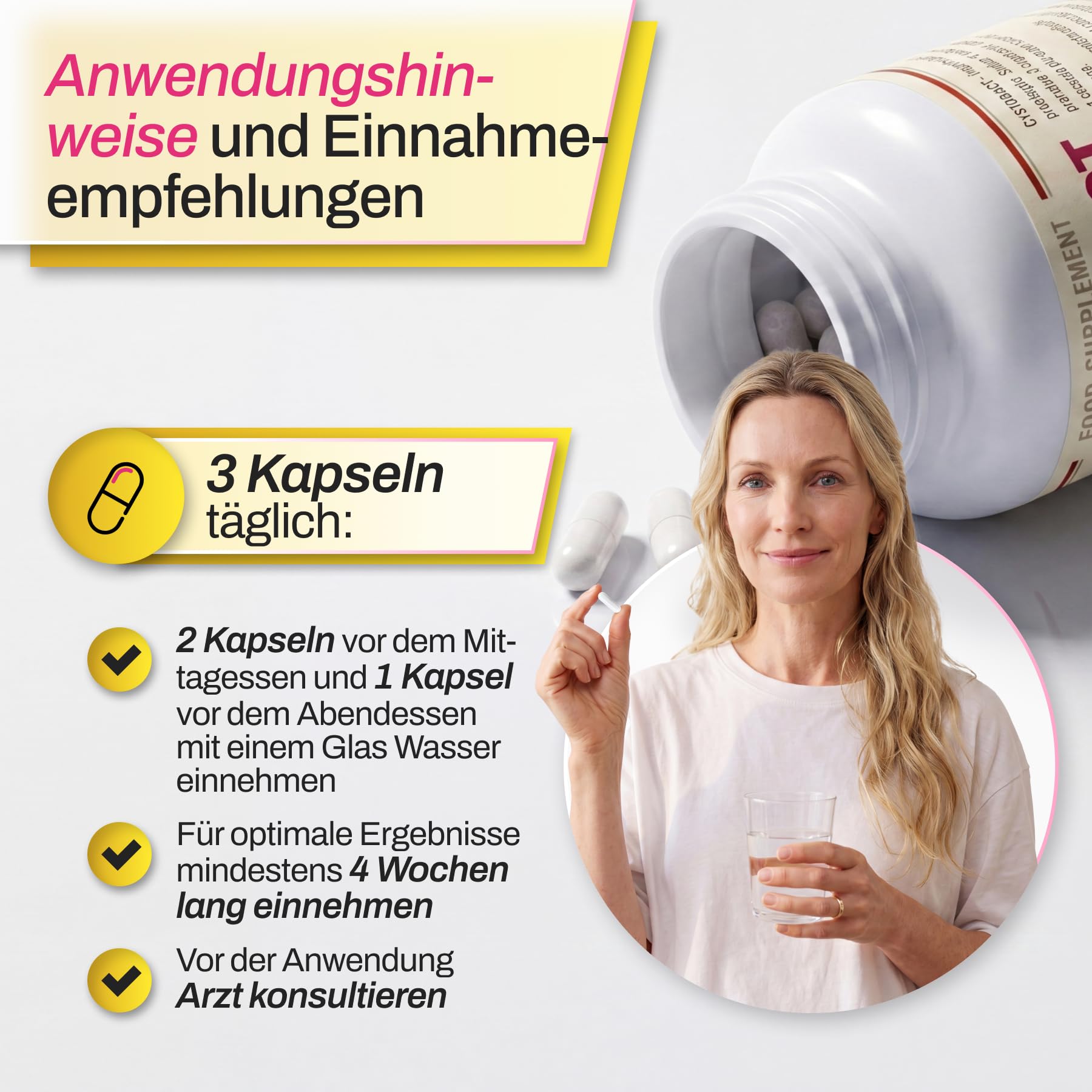 Kapseln CYSTOBACT | Gesundheit der Harnwege | D-Mannose 720mg + Cranberry-Extrakt 300mg | Blasengesundheit | mit Erdbeerbaum-Extrakt (5% Arbutin) 320mg und Bioflavonoiden | 30 Kapseln