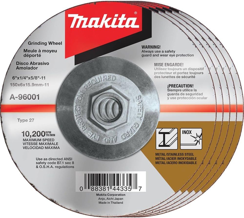 Makita A-95962-25 5" x 1/4" x 7/8" INOX Grinding Wheel, 36 Grit, 25/pk