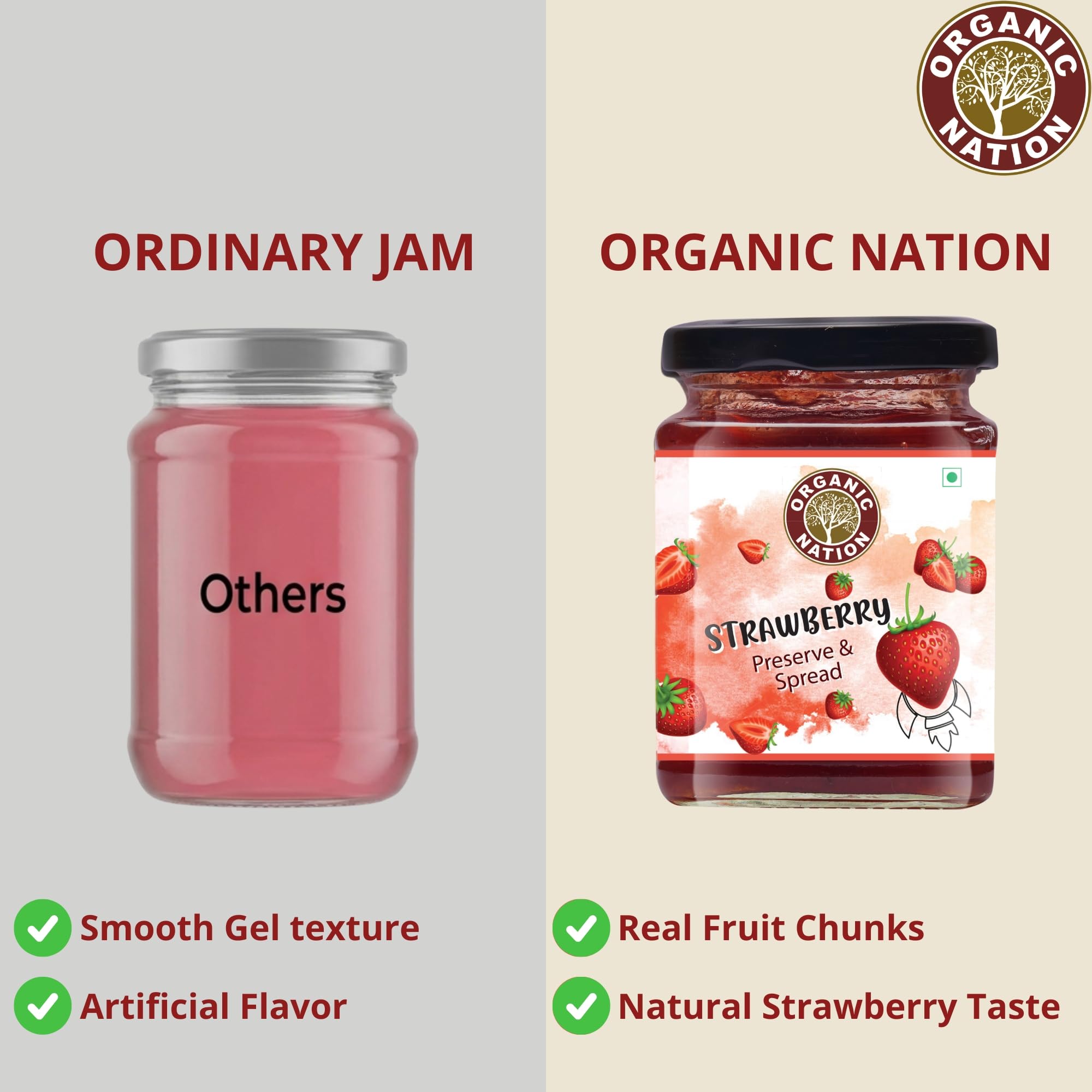 ORGANIC NATION Deliciously Pure Strawberry Conserve & Spread, Perfect Strawberry Jam for Kids, Organic & Sugar Free, 340g, Natural Strawberry Jam for a Healthier Choice, No Added Flavours, Vibrant Red 4