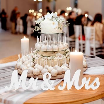 Mr and Mrs Sign Wooden Mr & Mrs Sign Mr & Mrs Wedding Decoration Wedding Table Decoration for Home Engagement Anniversary Party Decor Photography Accessories (White)