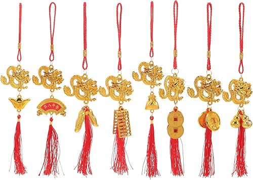 10 unids chino año nuevo dragón borla colgantes bonsái ventana decoraciones suerte nudo chino adornos riqueza éxito bueno