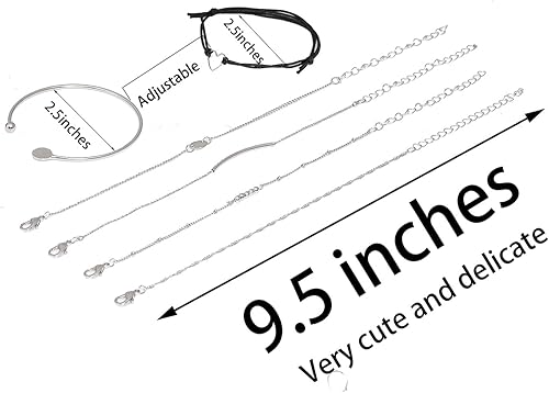 Miniatura 5 de Juego de brazaletes Xocartige para uso escalonado, con cuentas variadas, ajustables