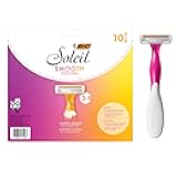 BIC Soleil 3 Colors Women's Disposable 3 Blade Razors, Colorful Handles and Moisture Strip, 10-Pack