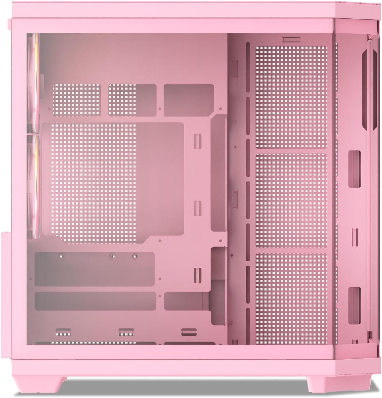 Vetroo CT3 ATX Mid-Tower Gaming Computer PC Case, Dual Chamber Panoramic Tempered Glass, Supports 360mm Radiator & 11 Fans, Up to 410mm GPU, Type-C Ready, High-Airflow for 50 Series GPUs - Pink