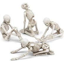 Transpac Advanced Yoga Skeleton Spooky White 8 x 7 Resin Stone Figurines Set of 4