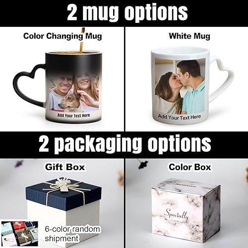 Miniatura 5 de Taza de café que cambia de color con tapa y cuchara, taza personalizada de 10 onzas, taza sensible al calor con tapa grabada de madera y mango de