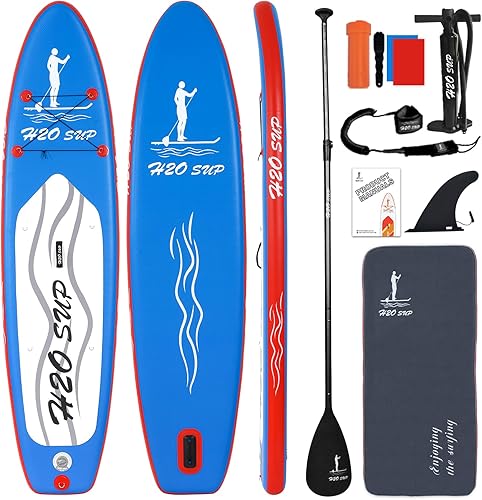 H2OSUP Inflatable Stand Up Paddle Board 10'6''10' × 30" × 6" with Premium SUP Paddle Board Accessories & Backpack, Ultra-Light, Wide Stable Design,