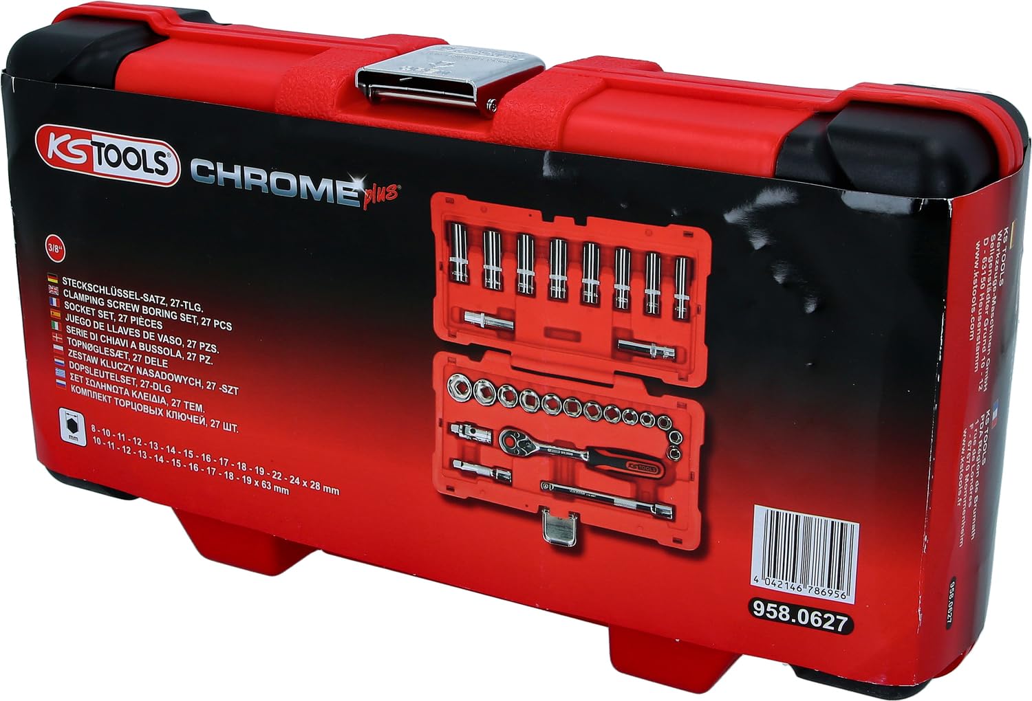 KS Tools 958.0627 3/8" Juego de llaves de vaso CHROMEplus 27 pzs