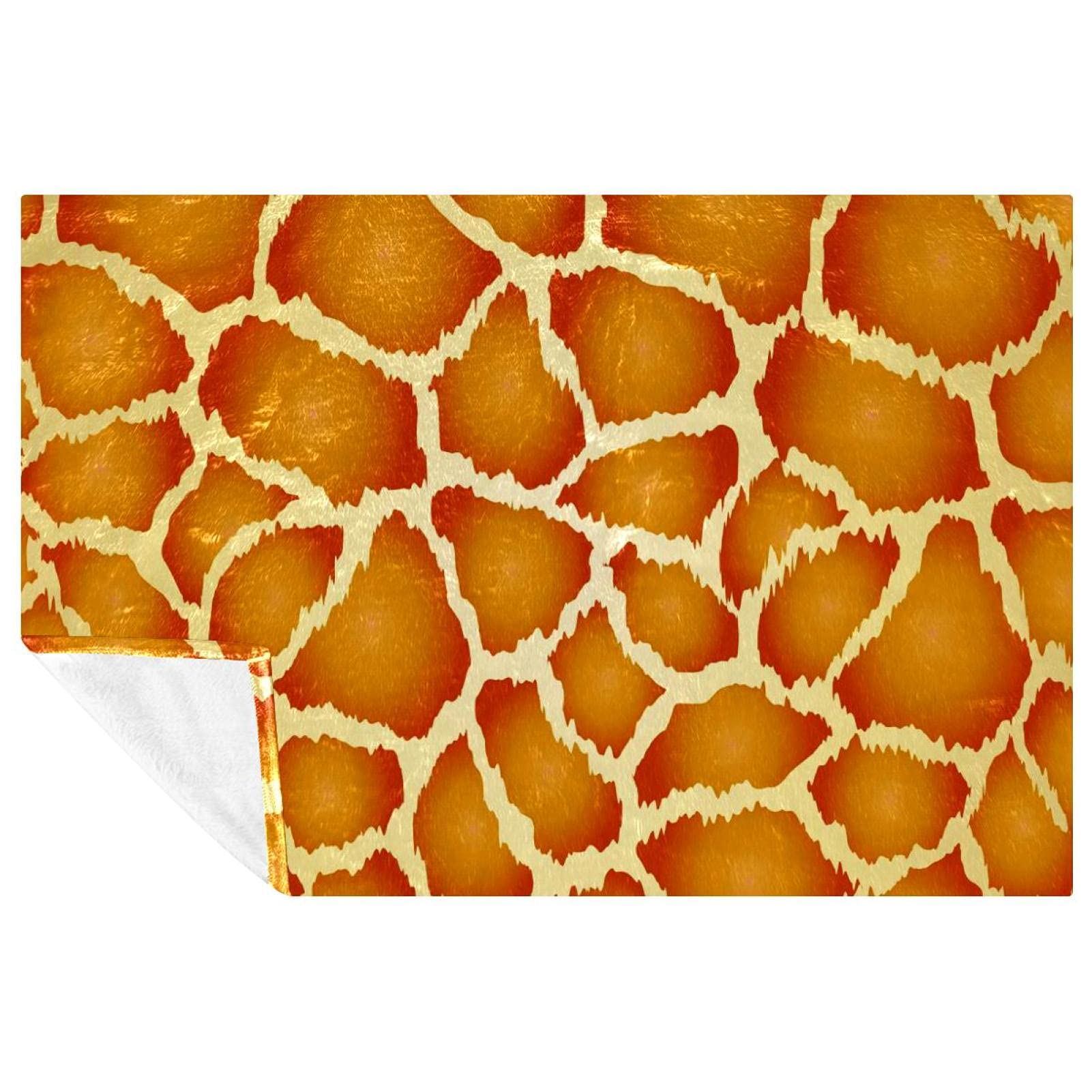 Couverture douce imprimé girafe orange 150x100 cm pour lit et canapé
