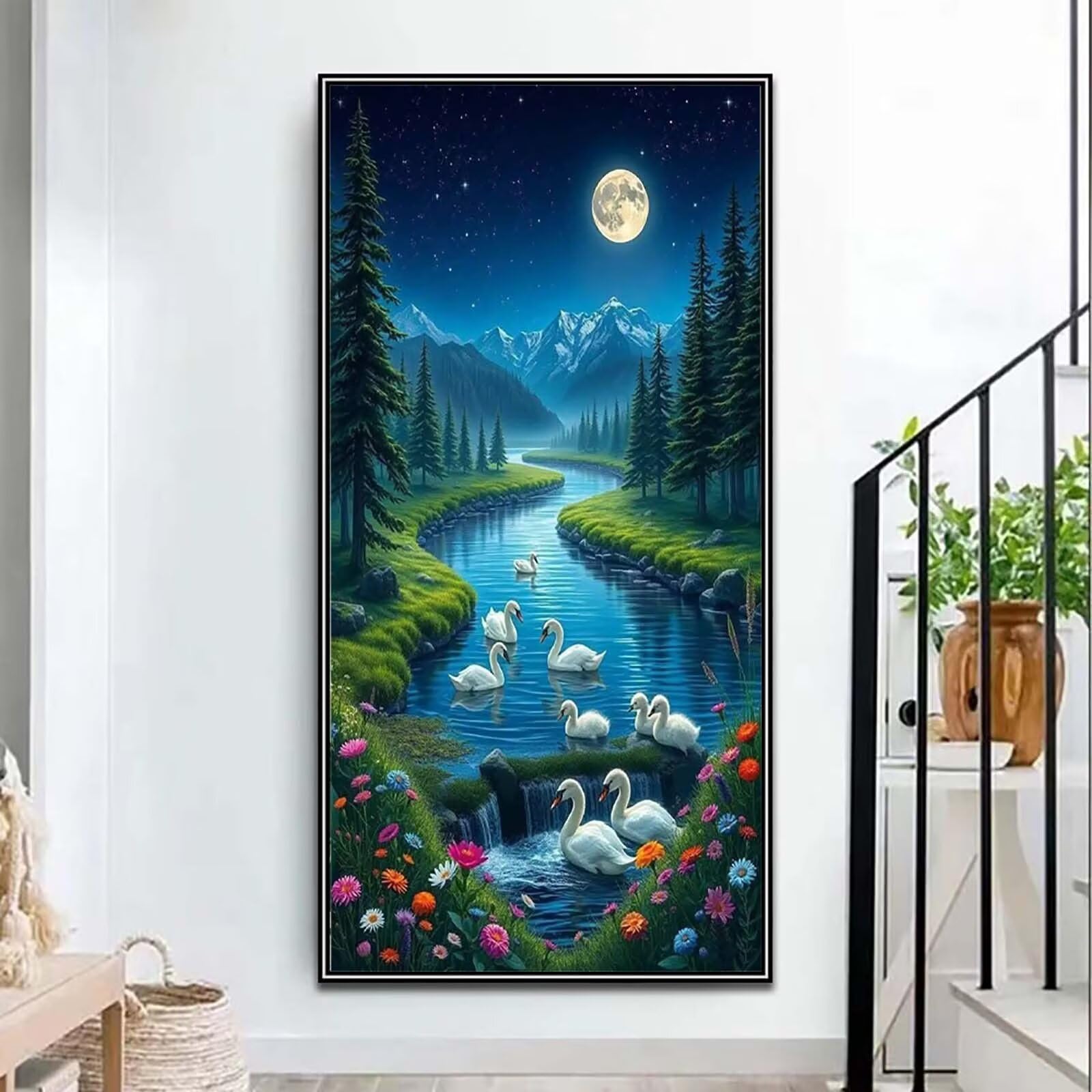 Księżyc duży, diamentowy obraz dla dorosłych, 60 x 120 cm, n5w-987