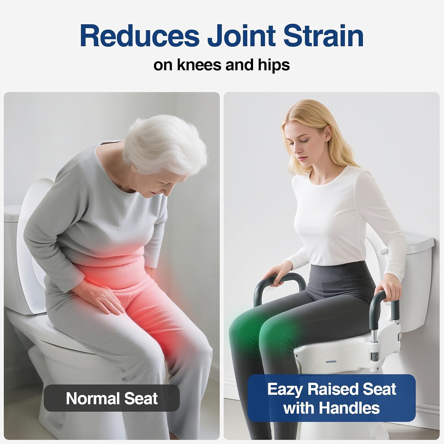5" Toilet Seat Riser Supports 300lbs Raised Toilet Seat with Removable Padded Arms for Seniors, Pregnant, Handicap(N1FYT14-AZ)