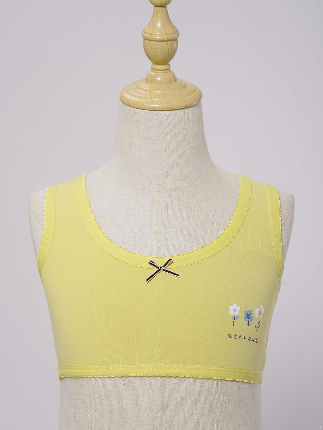 Hularka Training Bra for Girls Seamless Sports Bra Bow Lace Trim/Floral Print Bralette Wide Straps Crop Tank Tops