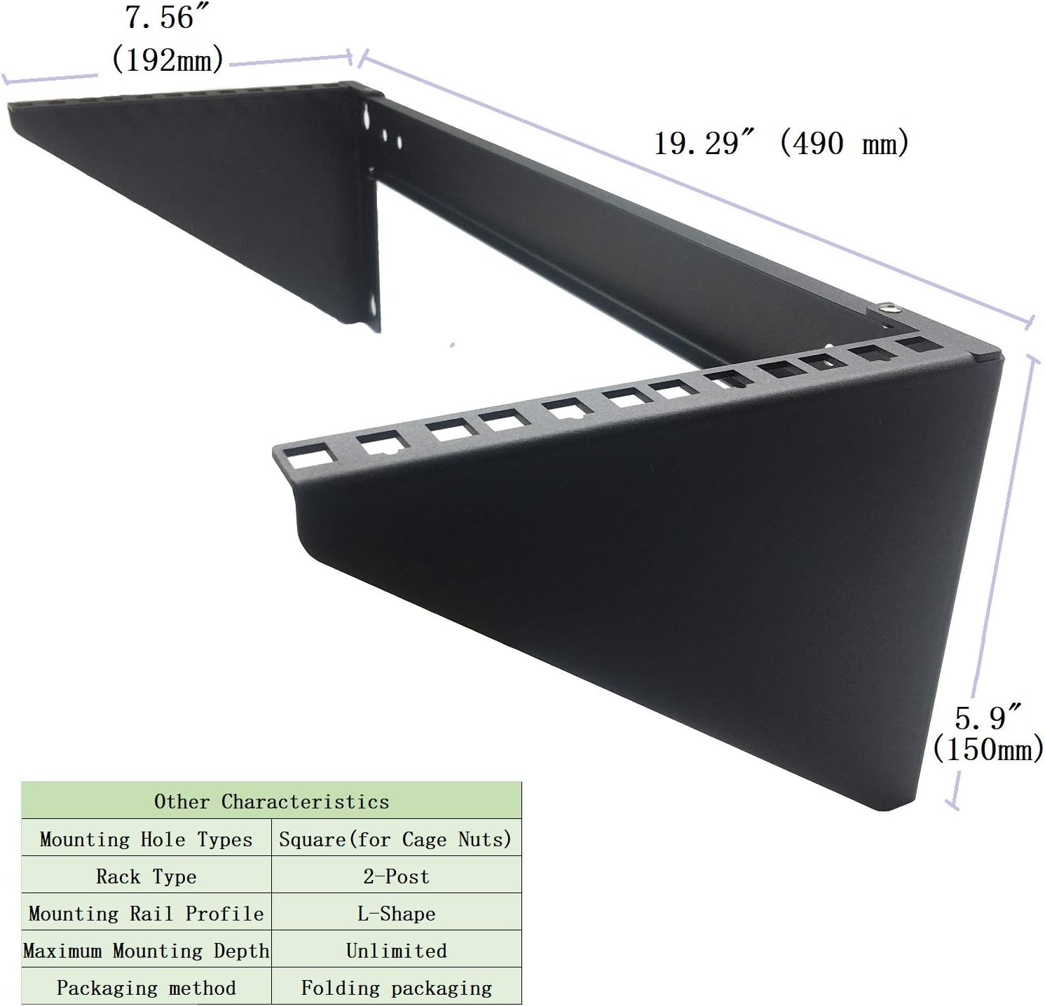 JINGCHENGMEI 4U19 Inch Vertical Wall Mount Patch Panel Bracket and Heavy Duty 125 lbs Capacity Wall Mountable Server Rack (4U150)