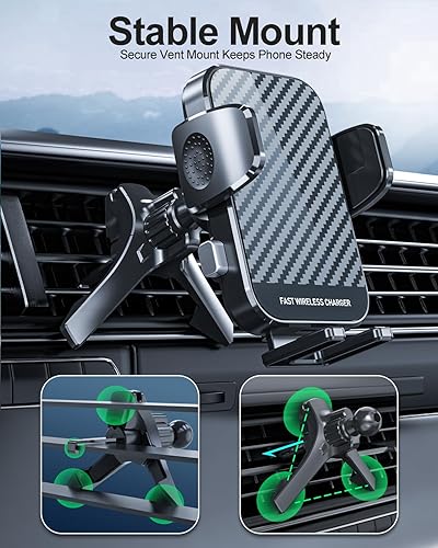 Miniatura 6 de Cargador de coche inalámbrico, soporte de teléfono de carga rápida de 15 W, cargador de automóvil, ventilación de aire, soporte para iPhone 14 13 12