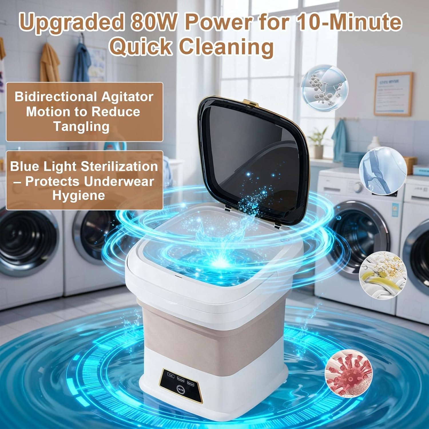 Mini Waschmaschine,13L Miniwaschmaschine Camping Waschmaschine Klein mit Abnehmbarer Trockenkorb 3 Modi Tiefenreinigung Portable Mini Washing Machine,Reisewaschmaschine für Unterwäsche, Babykleidung