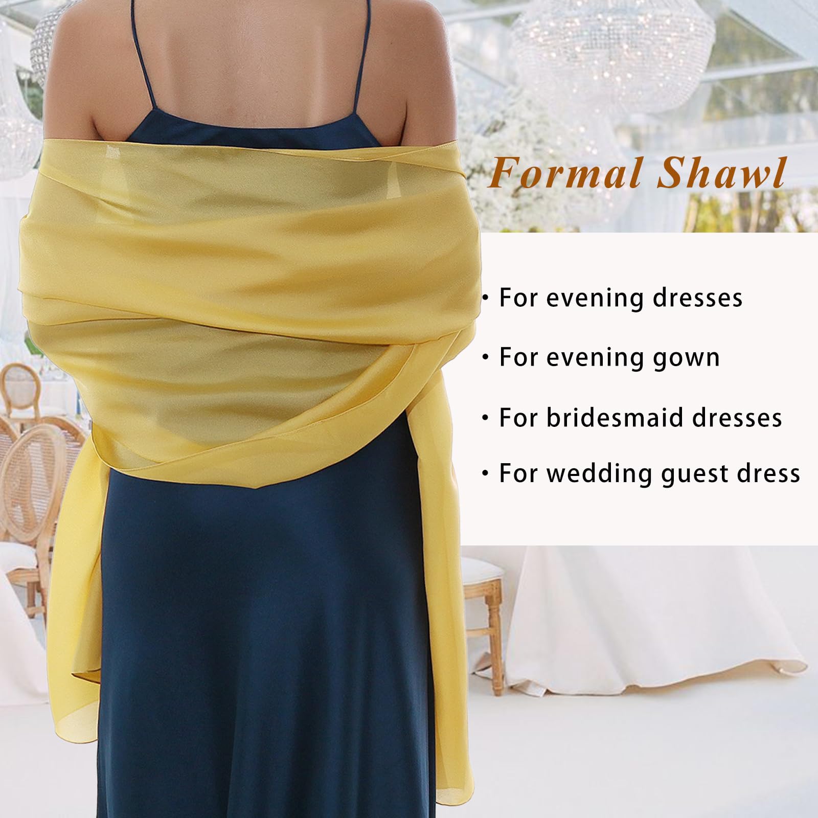 RIIQIICHY Foulard Sciarpa Seta Donna Pashmina Stola Scialle Cerimonia Abito da Sera Elegante Sposa