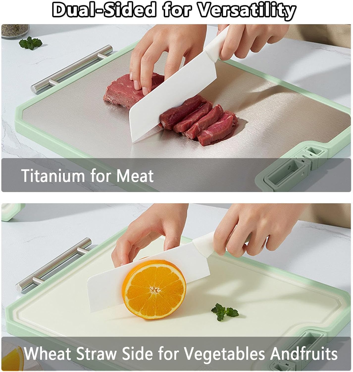 Cutting Board Titanium Double-Sided Titanium/Wheat Straw, Large Size 15.7in×12in, Cutting Board Dishwasher Safe Dishwasher Safe, Easy to Clean