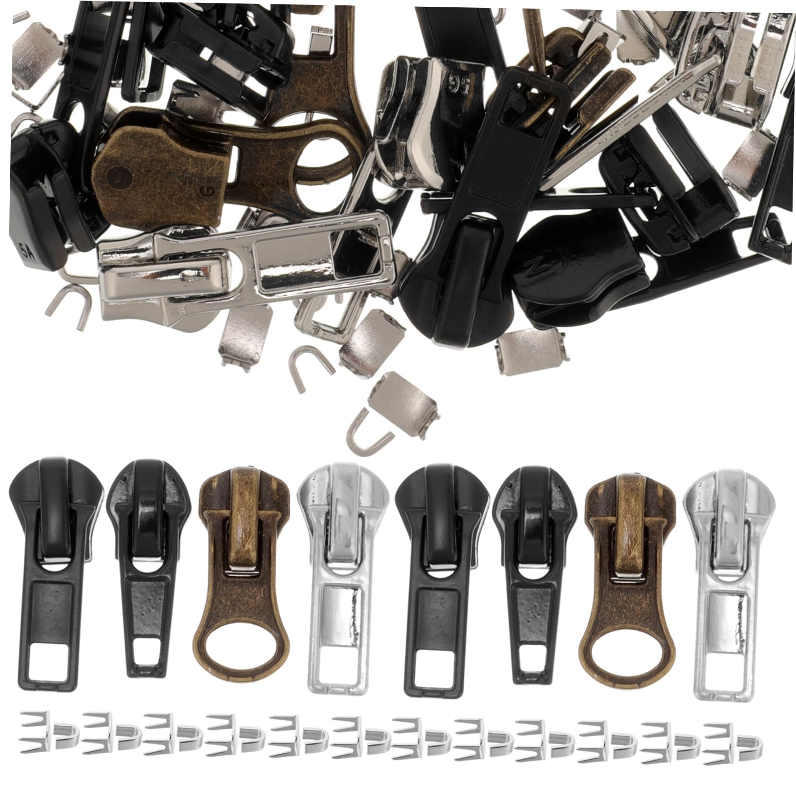 Angoily 1Set Detachable Zipper Pull Replacement Kit Zipper Head for Coil for Clothing Coats Jackets and Luggage Repair