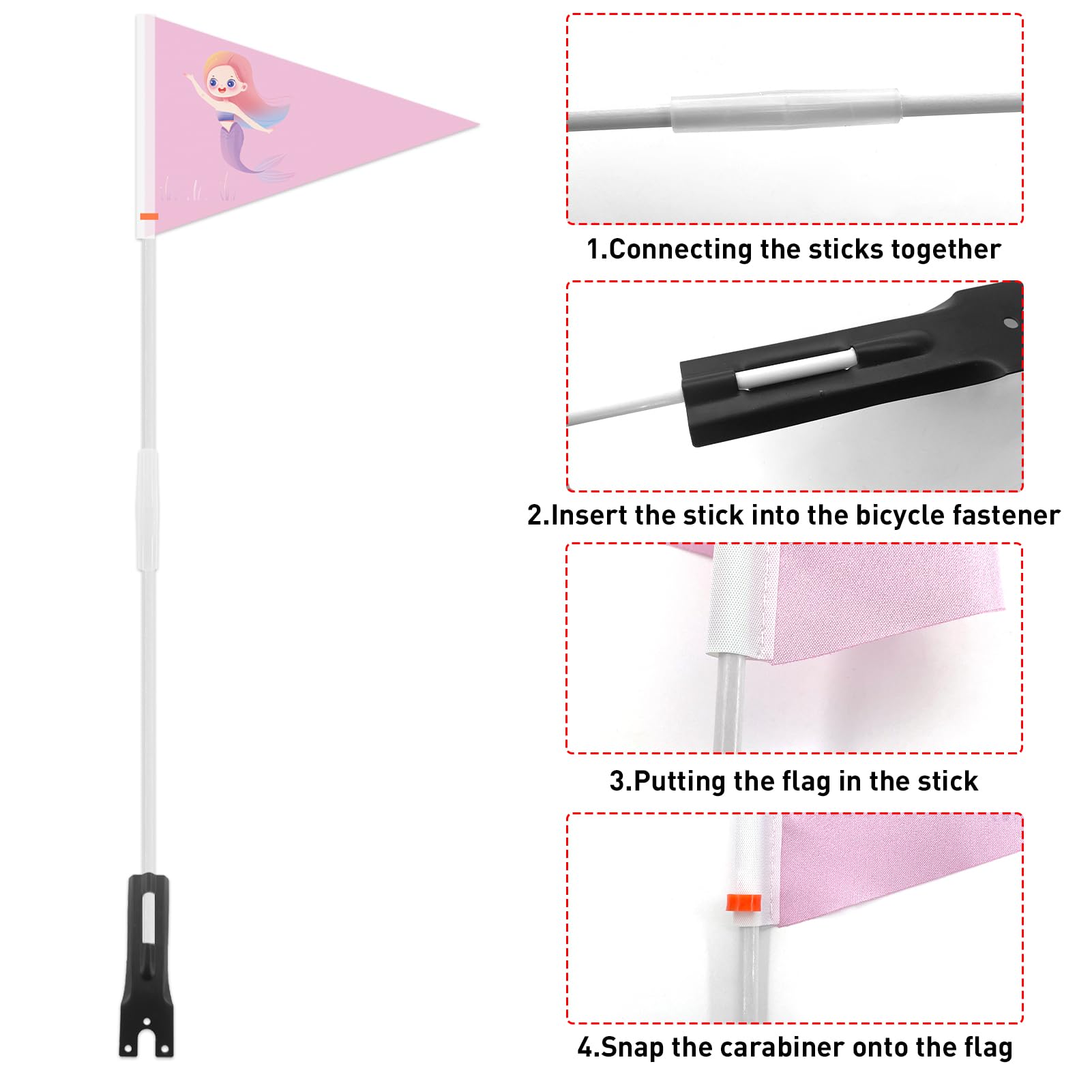 Bandiere Sicurezza Per Bici Bambini - Set 3 Pezzi Con Gagliardetti Pirata, Dino E Vigili Del Fuoco - Foto 10