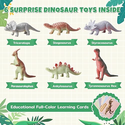 Miniatura 4 de Bombas de baño de huevos de dinosaurio para niños con sorpresa en el interior, 6 paquetes de juguetes de baño de dinosaurio para niños, niñas,