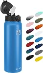Fanhaw 40 Bouteilles d'eau de sport Isolées en acier inoxydable Oz avec paille pour enfants, hommes et femmes (Gray)