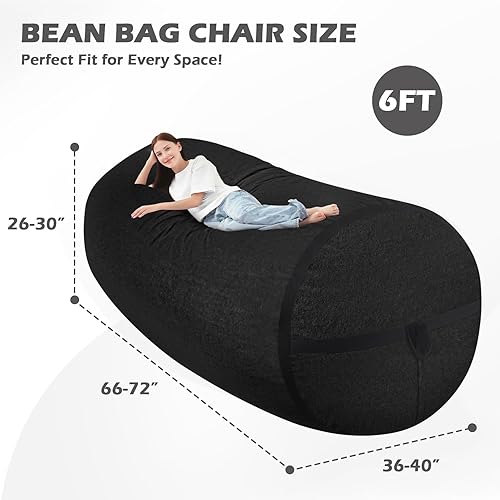 Miniatura 258 de HABUTWAY Puf gigante de 2 pies para adultos, con relleno de espuma viscoelástica, puf grande con funda de terciopelo holandés extraíble para sala de