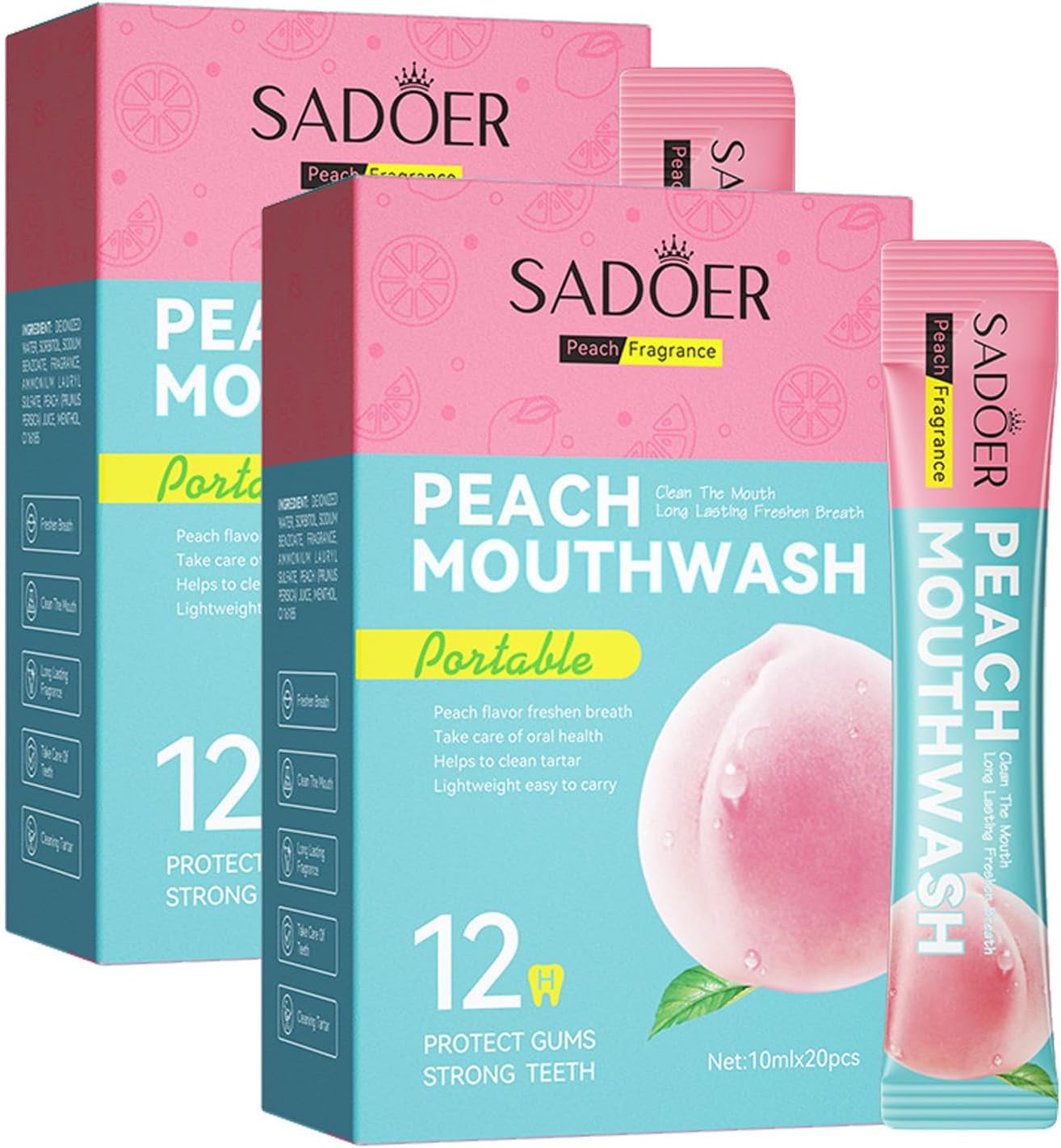Generic 2 Box Mini Mouthwash Travel Size - 40PCS Alcohol Free Mint Mouthwash, On The Go Single Use Packets, Portable for Adults, Great for Work, Festivals, Party