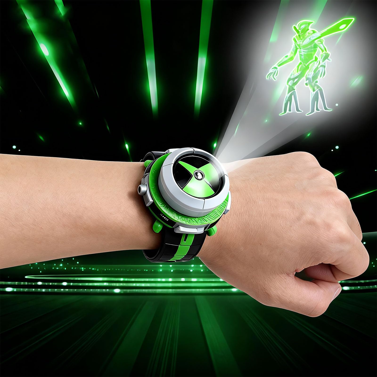 Reloj de proyección Omnitrix Ben 10 ajustable para niños, juguete analógico, regalo de Navidad
