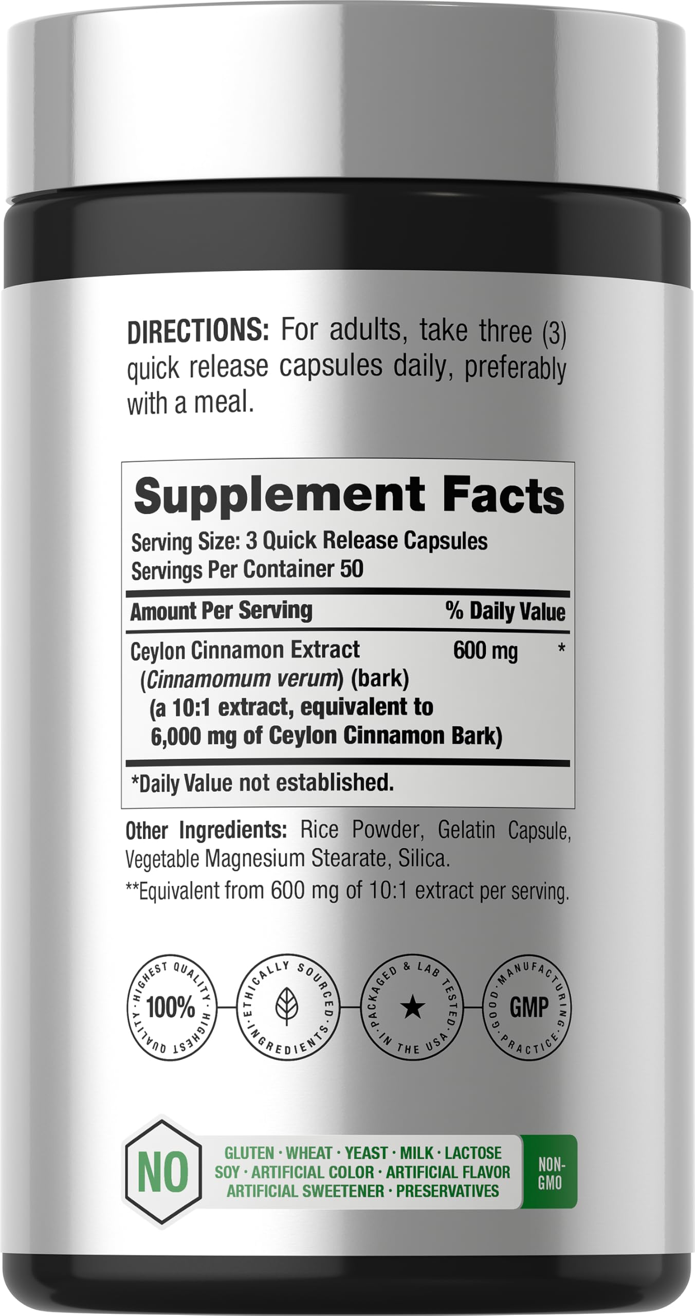 Horbäach Ceylon Cinnamon Supplement | 150 Capsules | Herbal Extract Pills — Amazon image 2