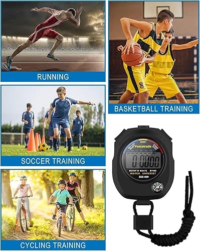 Miniatura 5 de Cronómetro impermeable, cronómetro digital, cronómetro deportivo, temporizador de intervalos con pantalla grande (6)
