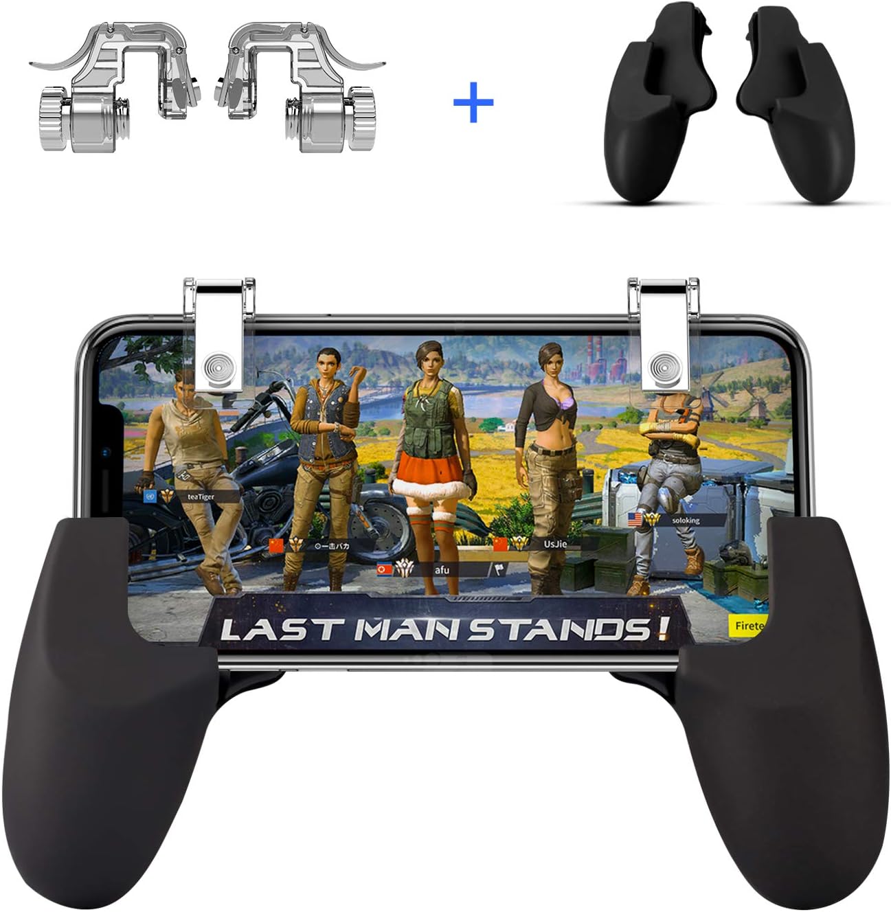 AnoKe Mobile Game Controller - Cellphone Game Trigger/Mobile Gaming Controller Compatible with Android iOS, L2R2 Sensitive Shoot Mobile Phone Joystick (2 Triggers+2 Grips)
