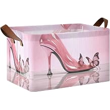 Pink High Heels Storage Basket for Shelf Collapsible Organizer Storage Bin Rectangular Baskets for Closet Clothes Toys