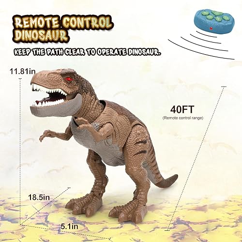 Vista 36 de STEAM Life Juguete de dinosaurio iluminado con control remoto para niños de 3 a 7 años + con sonido rugido realista, robot electrónico T rex