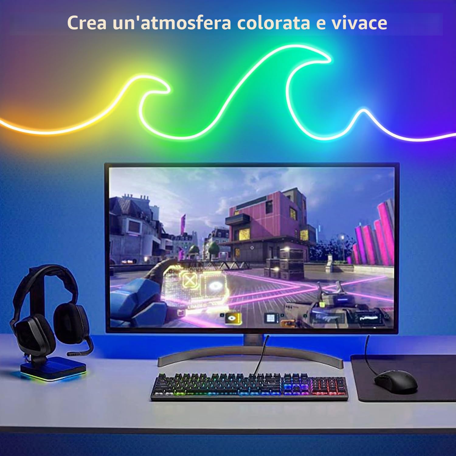 segrass Striscia luminosa a LED al neon, DC 24V 10M RGB Striscia luminosa a LED al neon APP Telecomando flessibile impermeabile Striscia luminosa a LED al neon per camera da letto, stanza dei giochi