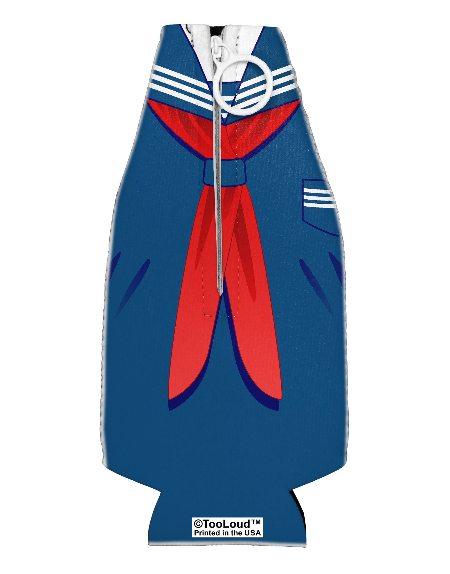TooLoud School Uniform Costume - Blue Collapsible Neoprene Bottle Insulator All Over Print