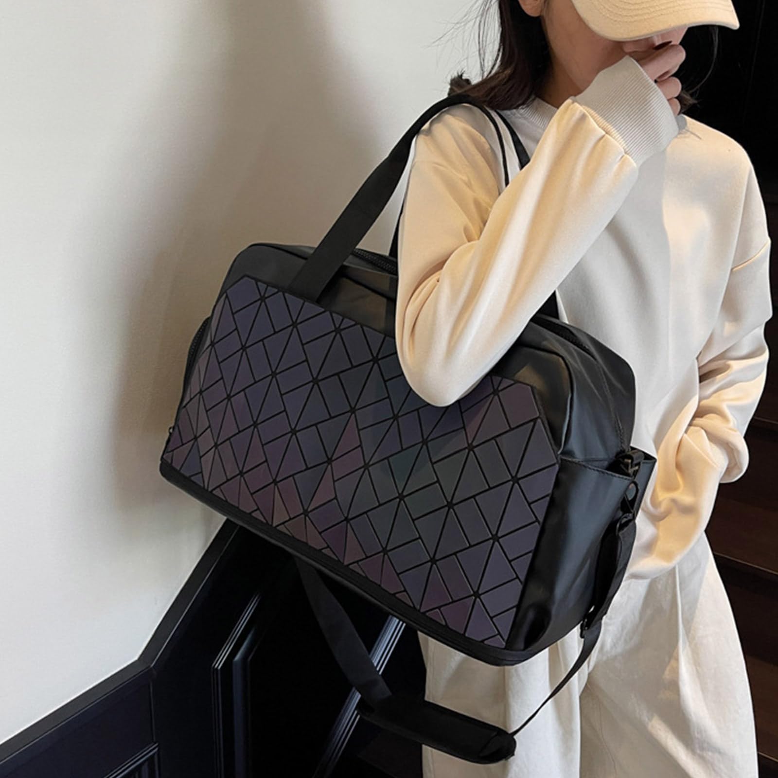 Elegante bolsa de viaje de gran capacidad con separación en seco y húmedo y compartimento para zapatos para gimnasio, deportes y, Silver