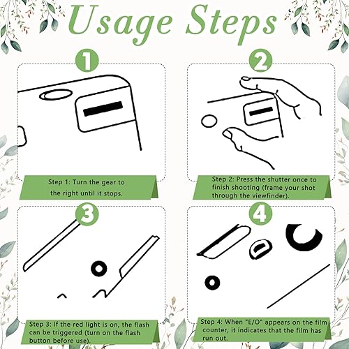 Miniatura 4 de Paquete de 6 cámaras desechables para bodas a granel, acuarela, eucalipto, cámaras de película de un solo uso con flash para cumpleaños, baby