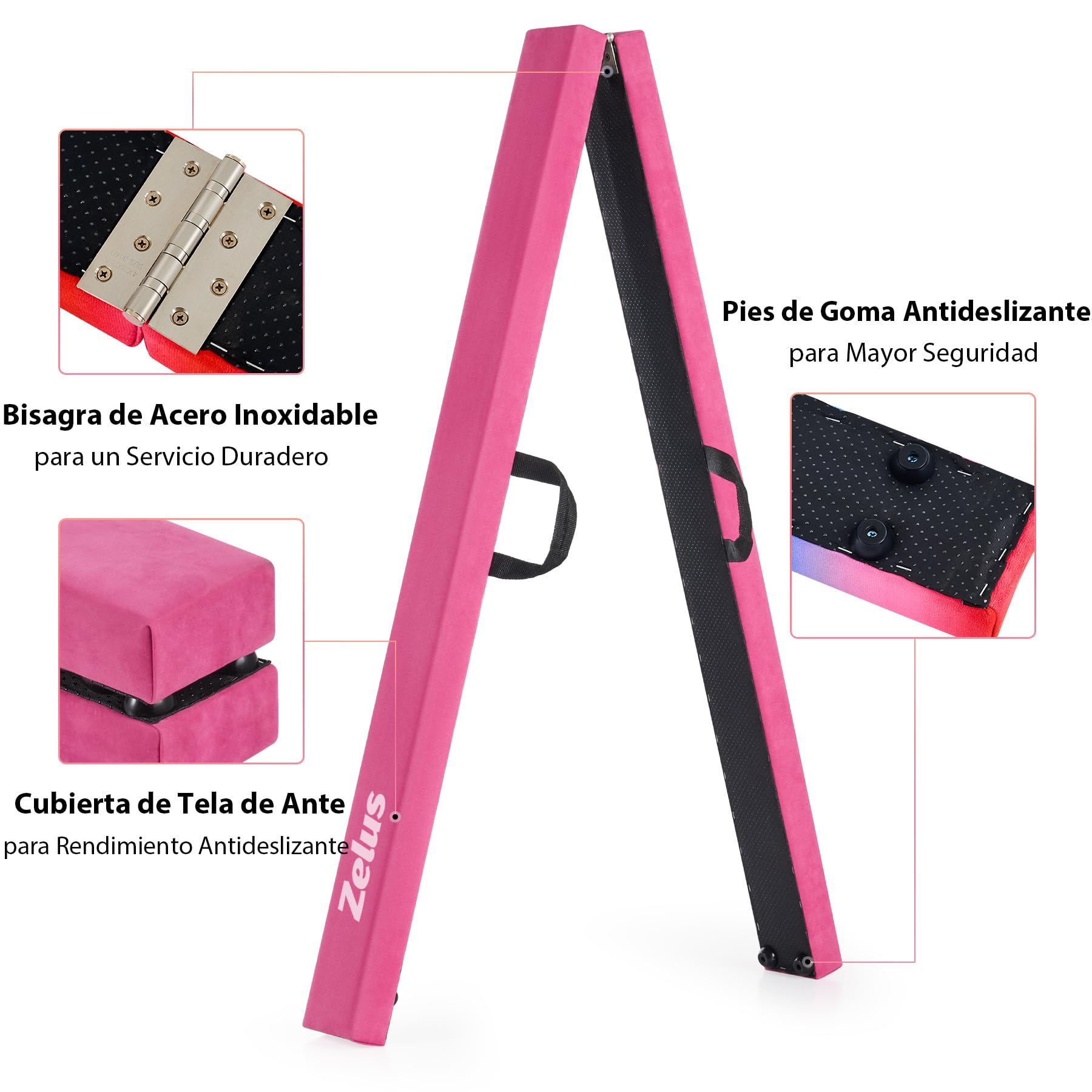 ZELUS 240cm Plegable Viga de Equilibrio Gimnasia Barra de Equilibrio Antideslizante