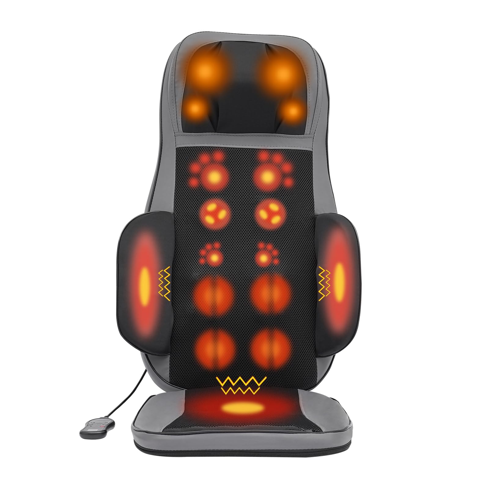 Alfombrilla de masaje para todo el cuerpo, cojín de asiento de masaje de espalda, cojín de masaje, con 4 motores de vibración, compresas calientes y 3 modos de masaje