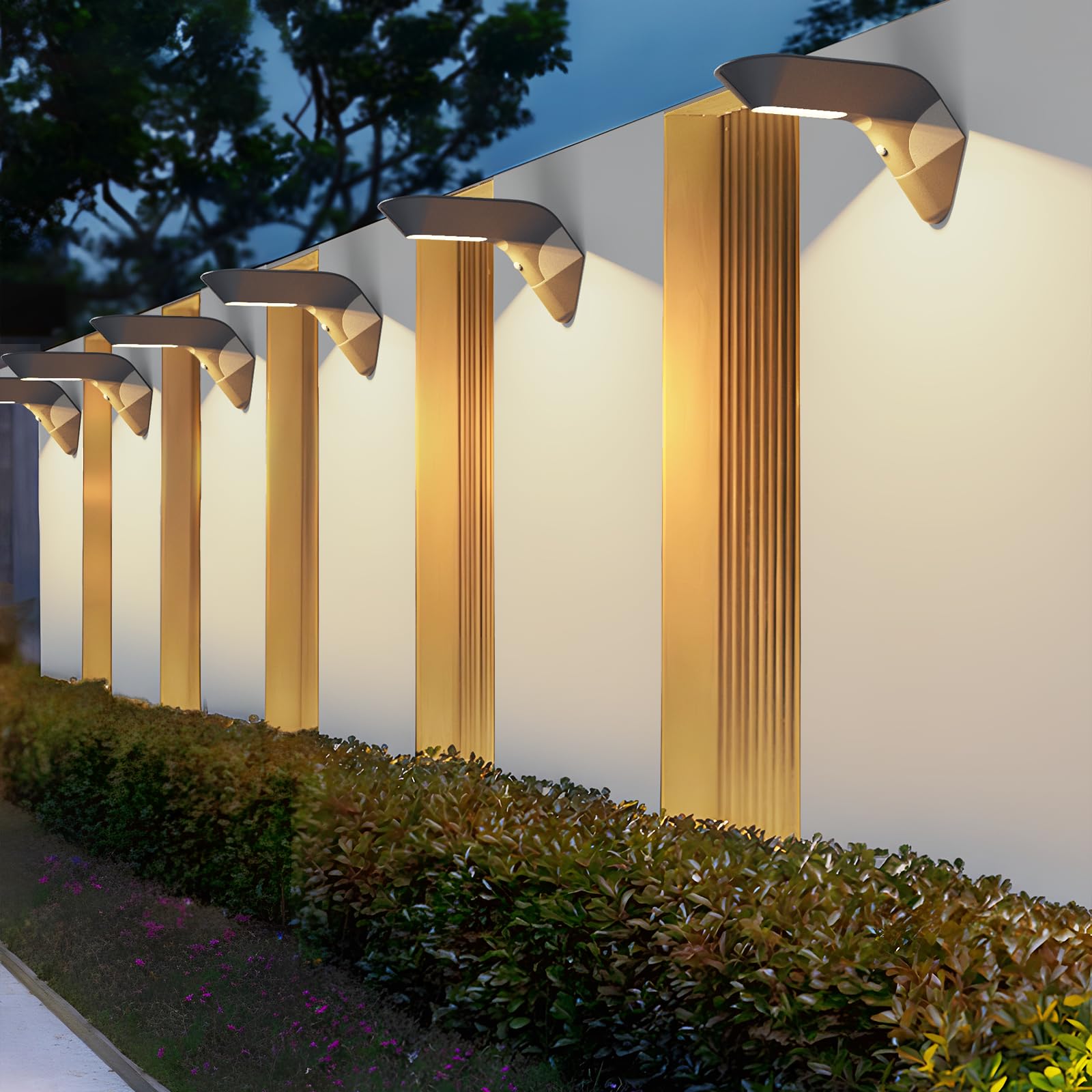 ACMHNC Zewnętrzna lampa słoneczna, zewnętrzna lampa solarna LED z czujnikiem ruchu, bateria 4400 mAh, wodoodporna IP65, aluminium, ściana ogrodowa ściana garaż