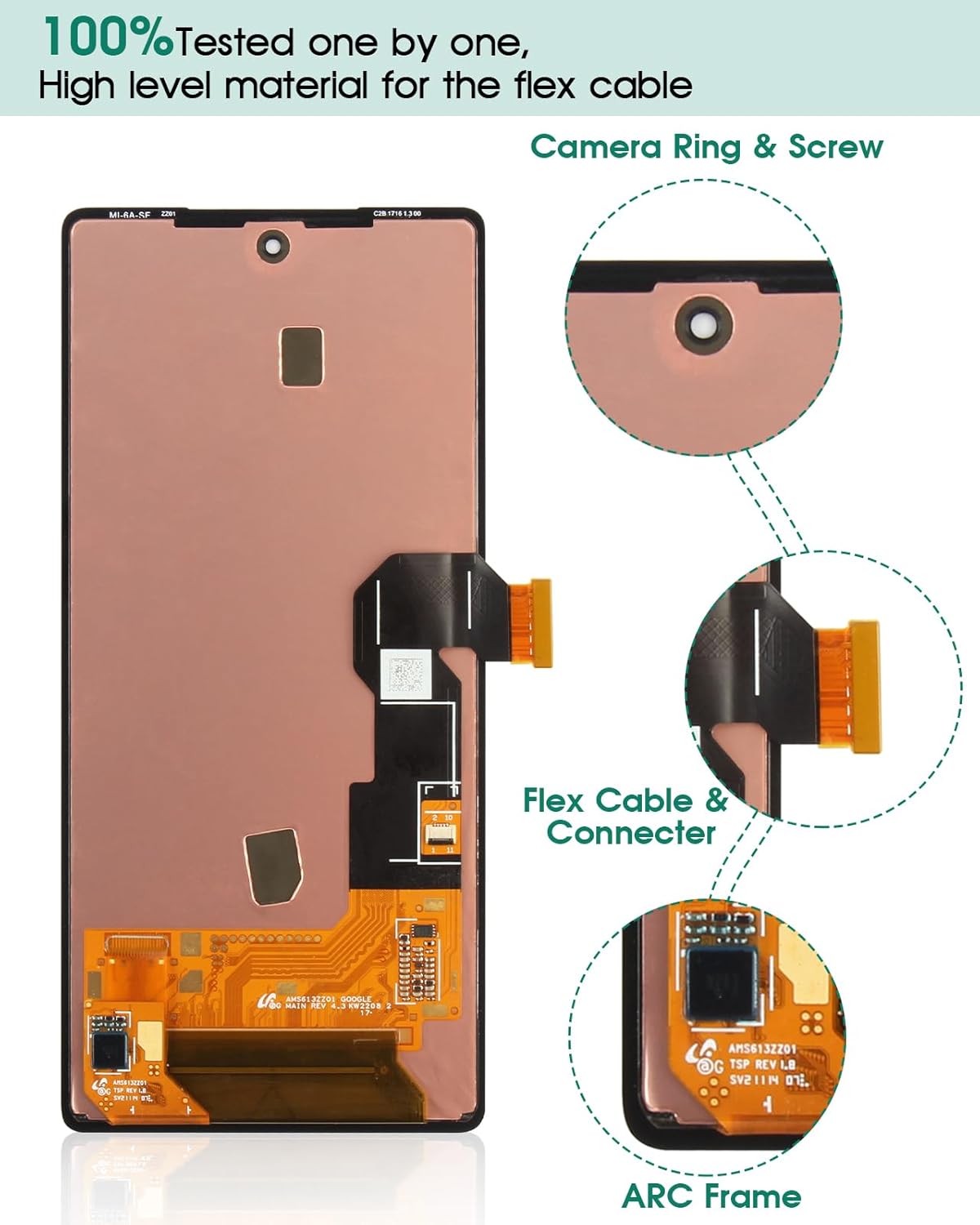 OLED for Google Pixel 6A Screen Replacement for Google Pixel 6A LCD Replacement Kits for Google Pixel 6A Digitizer Touch Screen Display Assembly Repair GX7AS GB62Z G1AZG