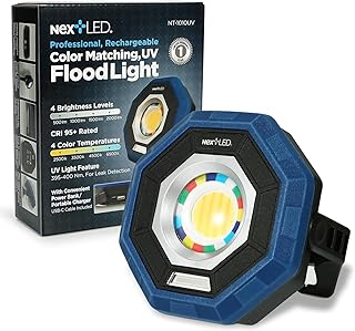 NT-1010UV Rechargeable Car Detailing Light/LED Work Light, CRI 95, 4 Color Temps, UV Light, 2000 Lumen, IP-65, Magnetic LED Mechanics Work Light, Paint Color Match Light, Gift for Mechanic