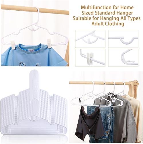 Miniatura 6 de 70 perchas de plástico con clips, perchas apilables antideslizantes, perchas para ropa, pantalones, perchas para adultos que ahorran espacio,