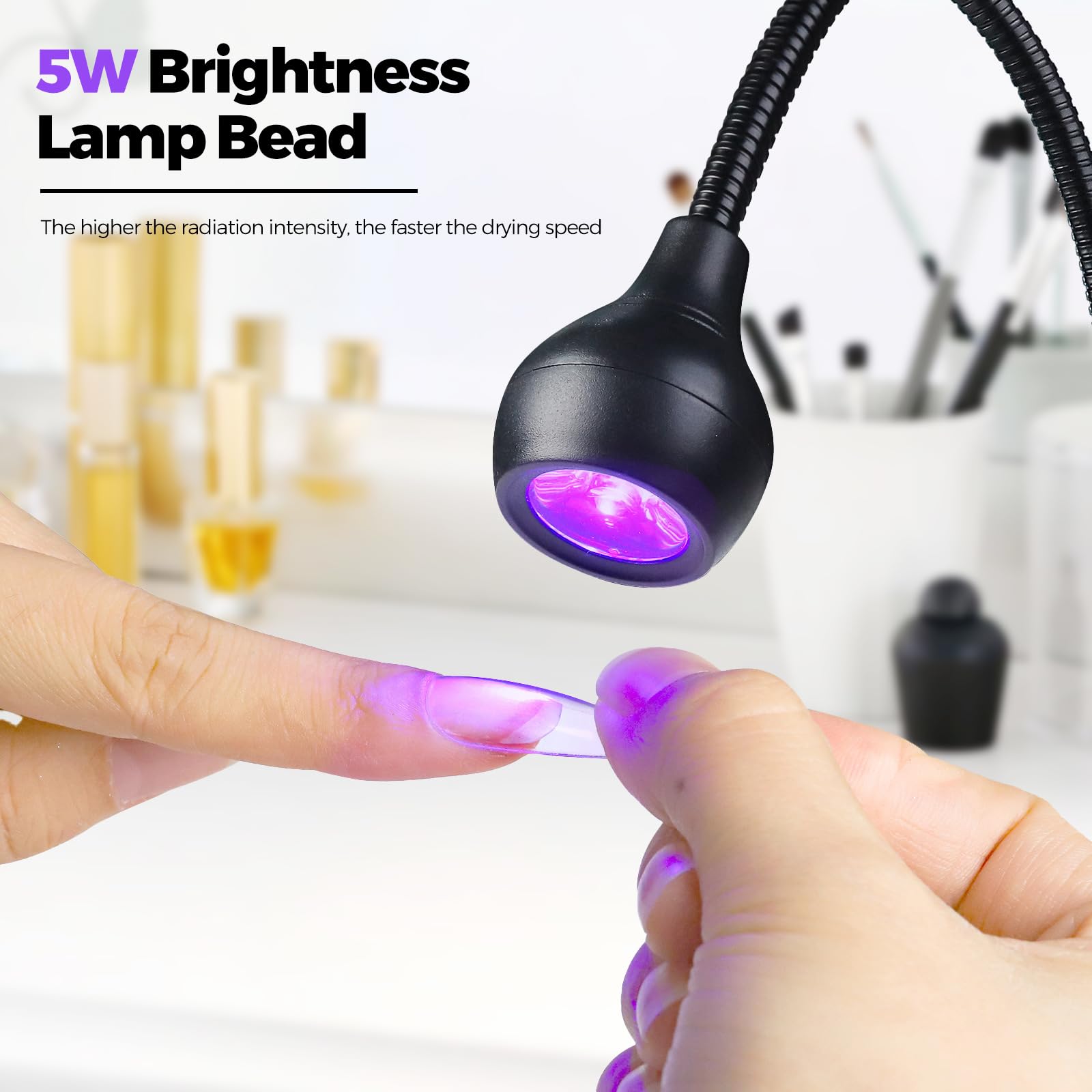 5W Żelowa Lampa UV do paznokci, Mini Suszarka do Paznokci UV Lampa Żel Amerykańska Układanie Profesjonalna lampa do kleju ultrafioletowego z obracaną o 360 stopni głowicą do manicure na suche palce
