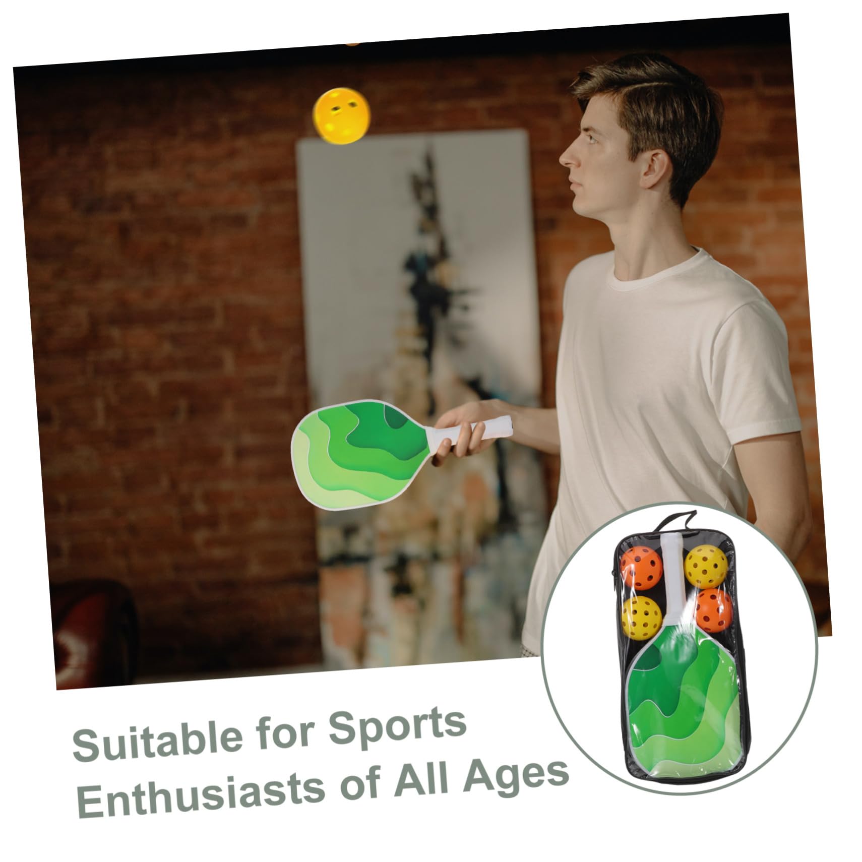 TOYANDONA Racchetta da Pickleball in Fibra Leggera con Cuscini Antiabrasione Set di Racchette per Allenamento e Gioco all Aperto Chiuso per Principianti e Famiglie
