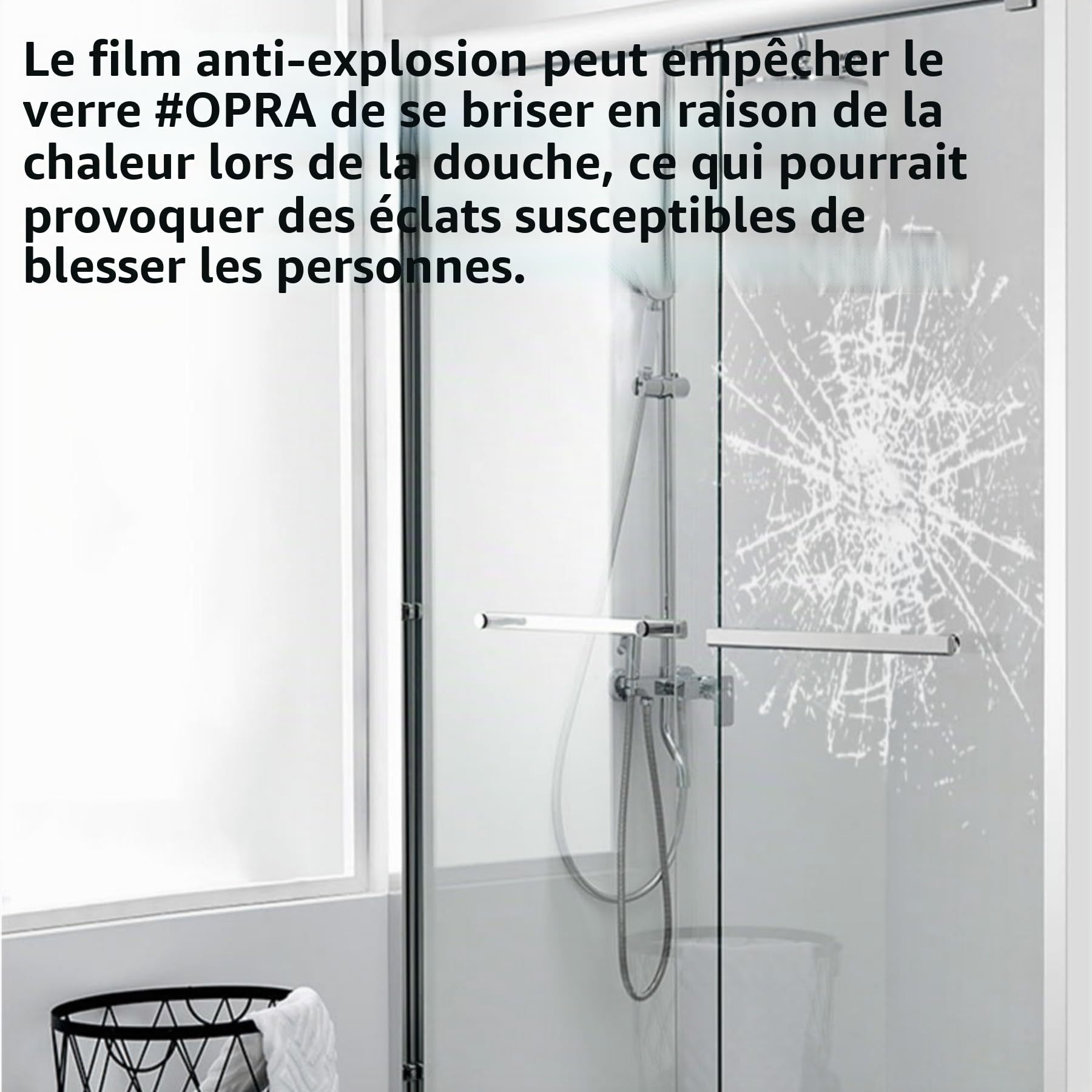 Film securite Transparent - AWKAQUN pour vitre de sécurité et de sécurité fenêtre Transparente en Verre teinté de Protection en Verre Anti-éclats adhésif Clair Films (76cm*5m)