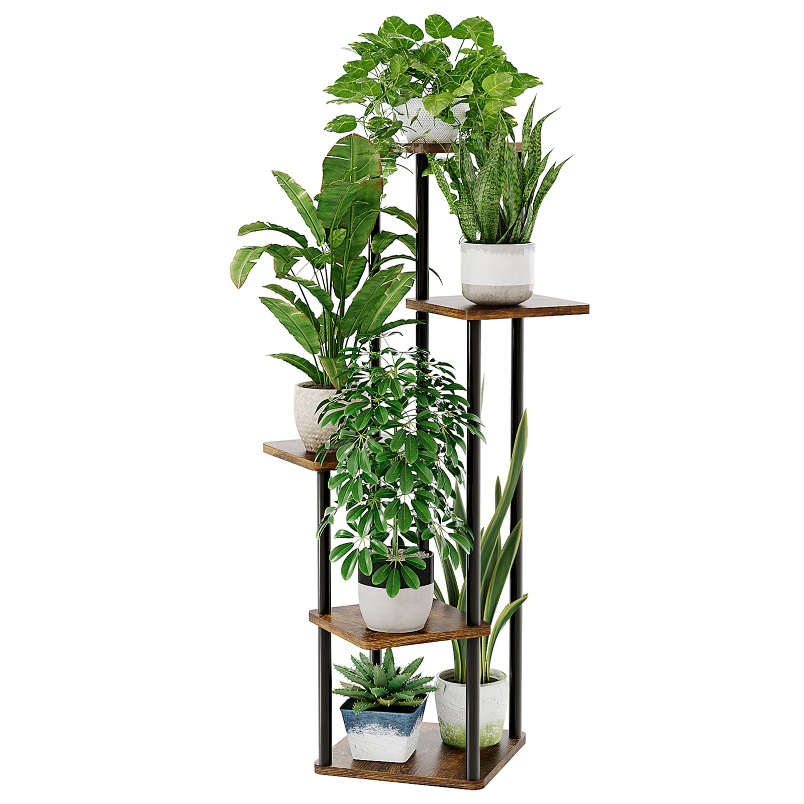 Bamworld Plant Stand Indoor 5 Tier Corner Plant Shelf for Multiple Plants