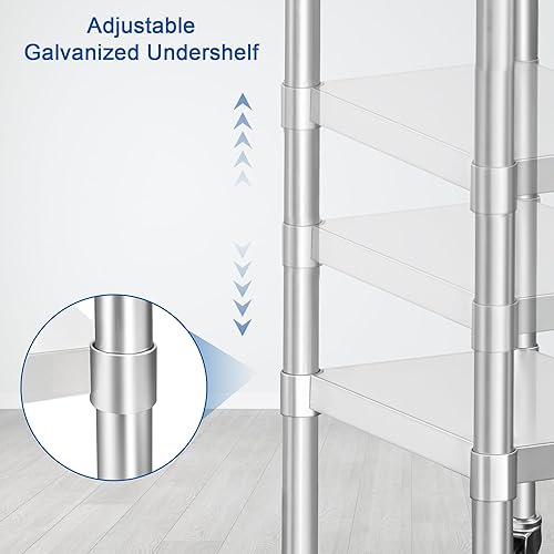 Miniatura 10 de HARDURA Mesa de acero inoxidable de 24 x 60 pulgadas con ruedas NSF mesa de preparación comercial resistente con protector contra salpicaduras de 2