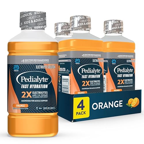 Pedialyte Solución de electrolitos de hidratación rápida, naranja, bebida de hidratación, 33.8 onzas líquidas (paquete de 4)