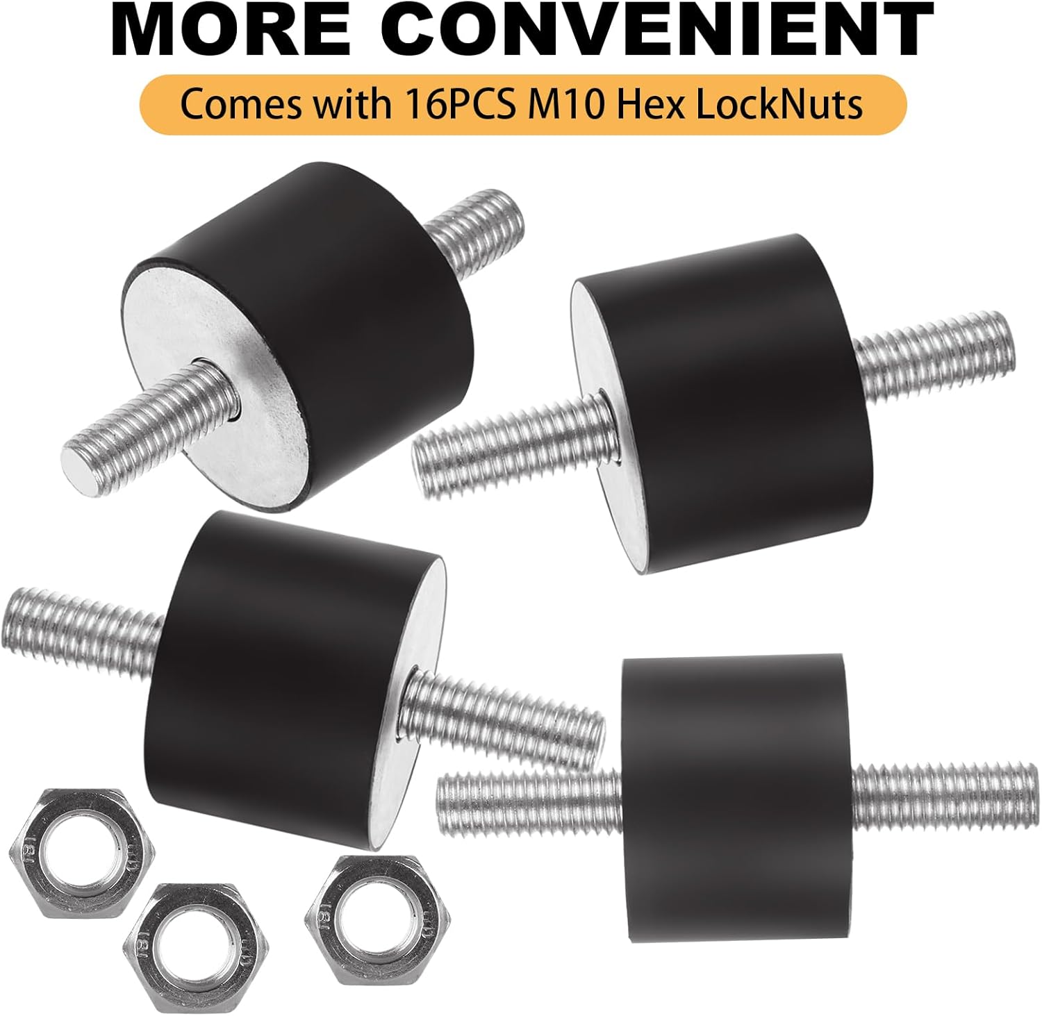 ABuff 8 Pack M10 Rubber Isolator Mounts Double Studs Shock Absorber Anti Vibration Isolator Mounts, 40x30mm Cylindrical Vibration Generator Isolation Mount for Air Compressors Garage Motor Engines